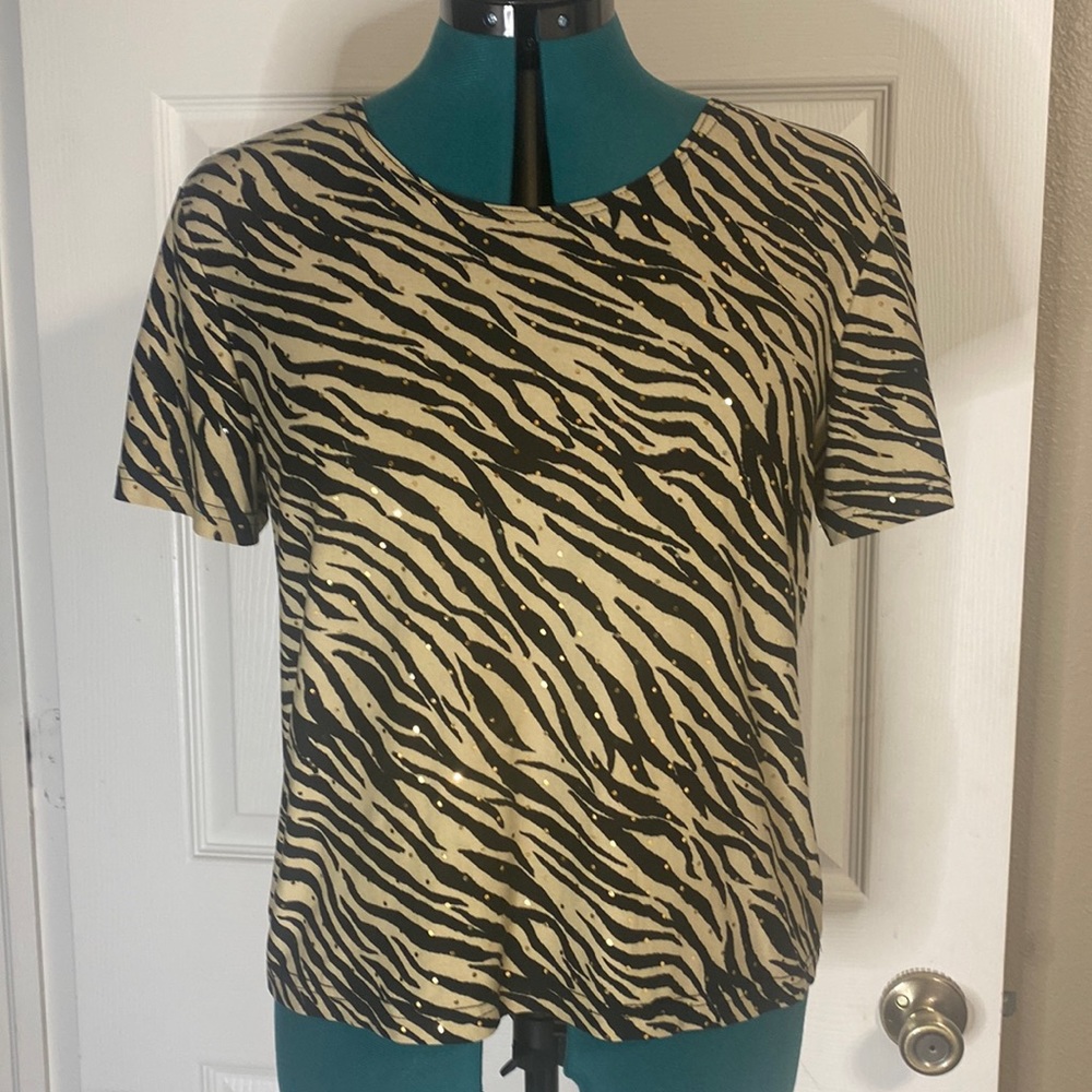 Tradition, animal print short sleeve top. M